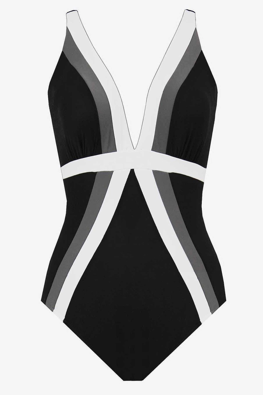 Miraclesuit Spectra Trilogy One Piece Swimsuit Black/White Clearance