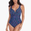 Miraclesuit Danube Bleu Criss Cross Escape One Piece Swimsuit Multi Best