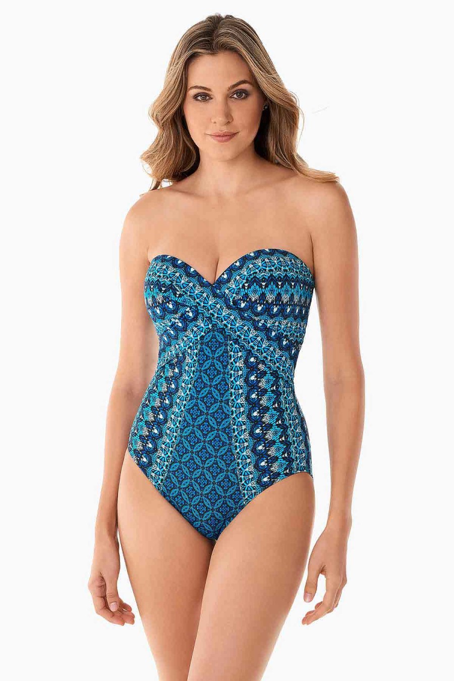 Miraclesuit Mosaica Seville One Piece Swimsuit Blue New