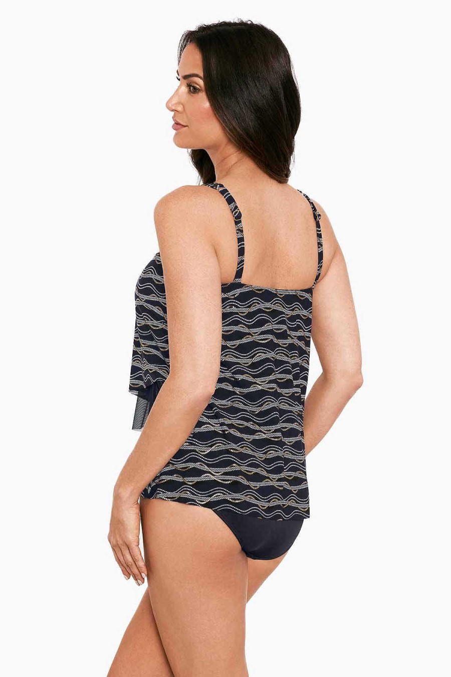 Miraclesuit Linked In Mirage Tankini Top Dd-Cup Black/Multi Best