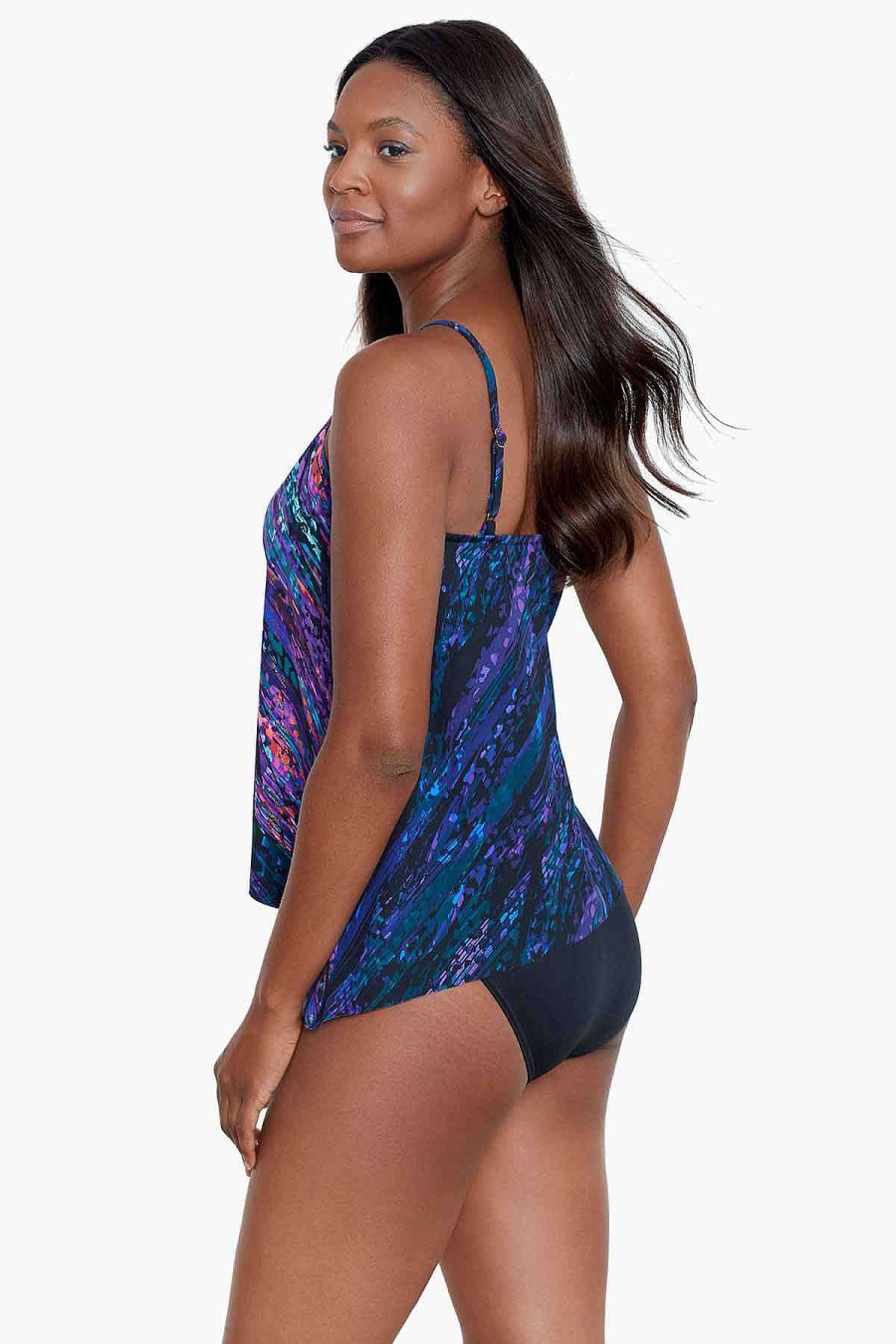 Miraclesuit Mood Ring Peephole Tankini Top Multi New