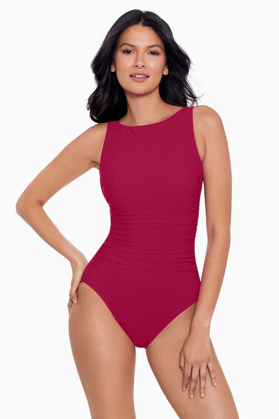 Miraclesuit Rock Solid Regatta High-Neck One Piece Swimsuit Best