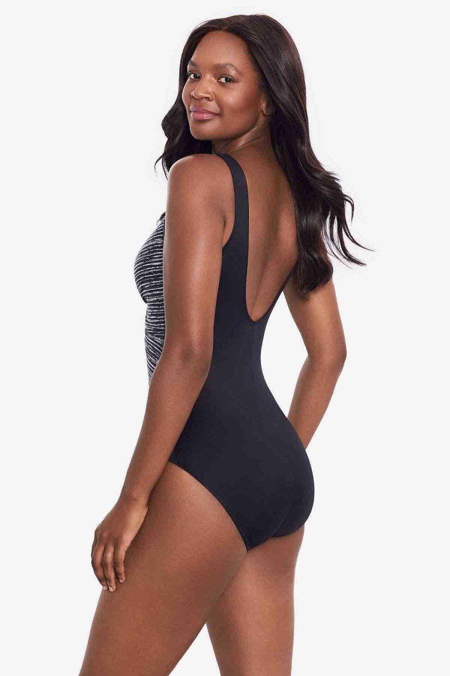 Miraclesuit Selenite Layered Escape One Piece Swimsuit Black/White Clearance