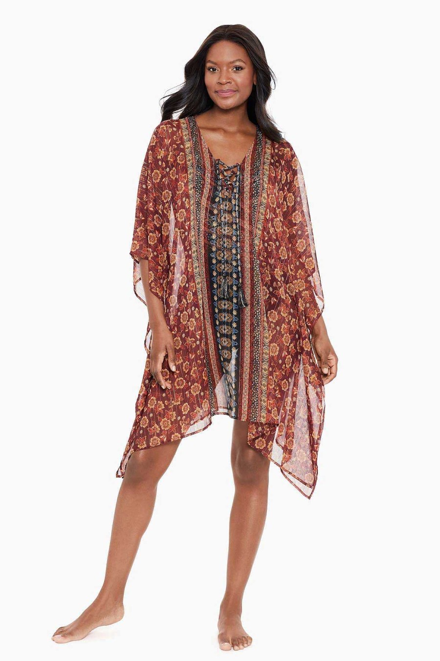 Miraclesuit Zwina Caftan Swim Cover Up Black/Multi Wholesale