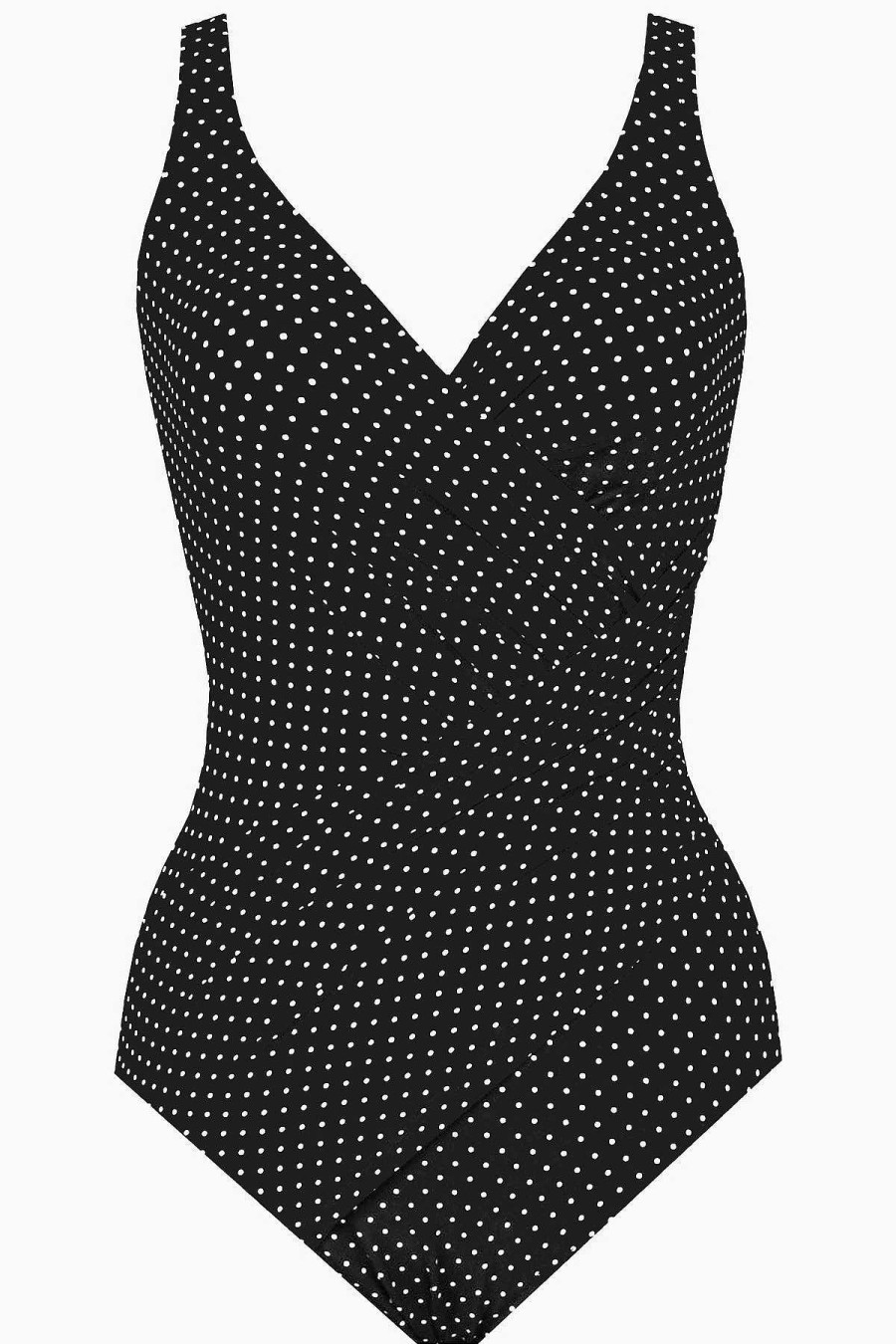 Miraclesuit Plus Size Pin Point Oceanus One Piece Swimsuit Black/White Clearance