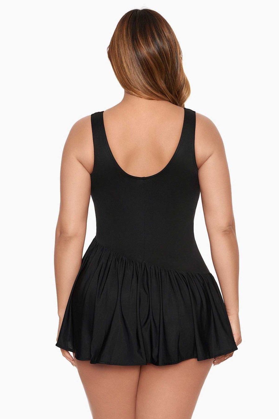 Miraclesuit Plus Size Aurora Swim Dress Black New