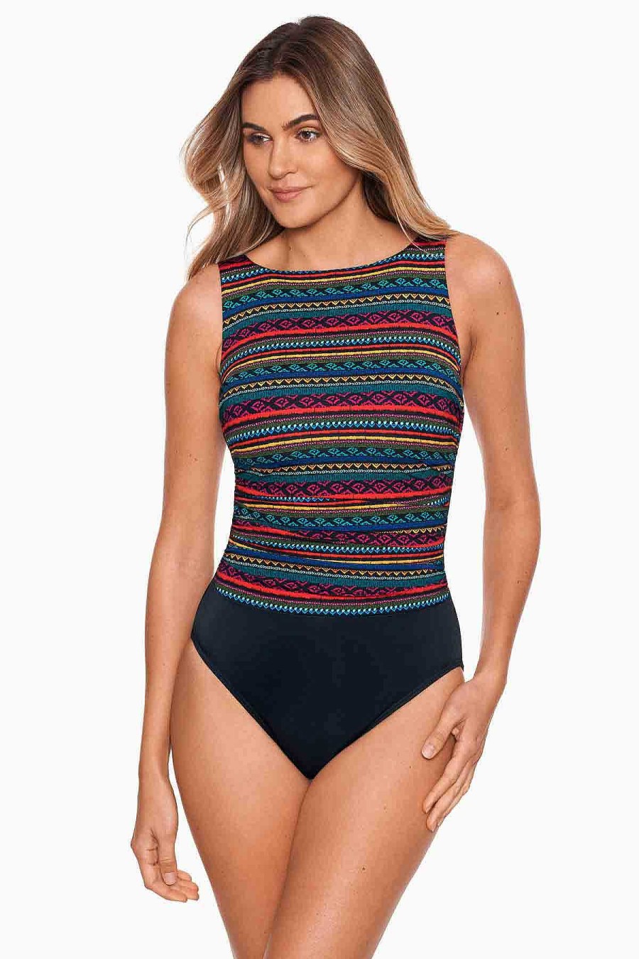 Miraclesuit Raya De Sol Regatta One Piece Swimsuit Dd-Cup Multi New