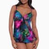 Miraclesuit Pixel Palmas Marina Tankini Top Black/Multi Online