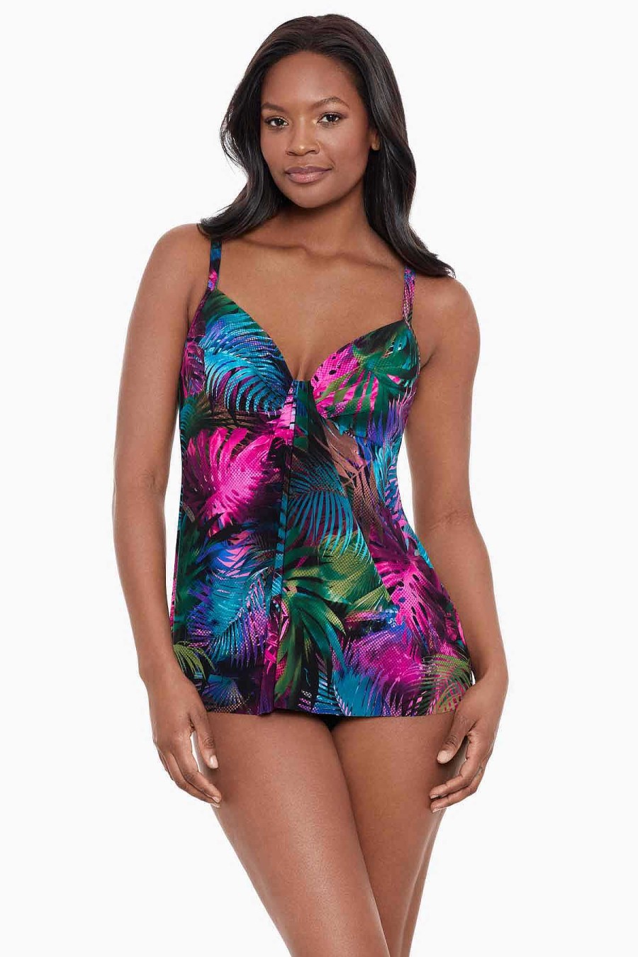 Miraclesuit Pixel Palmas Marina Tankini Top Black/Multi Online