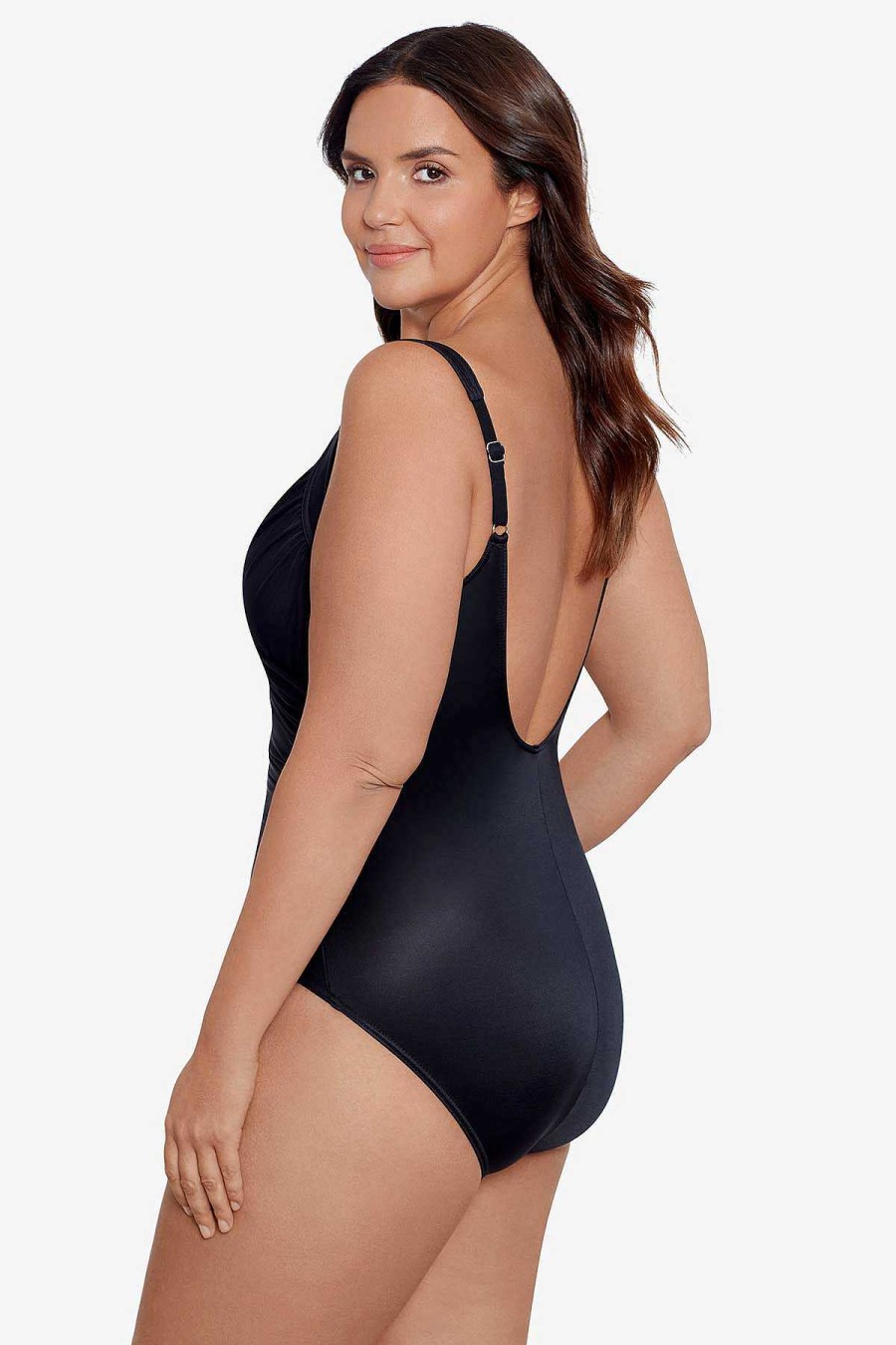 Miraclesuit Plus Size Sanibel One Piece Swimsuit Black New