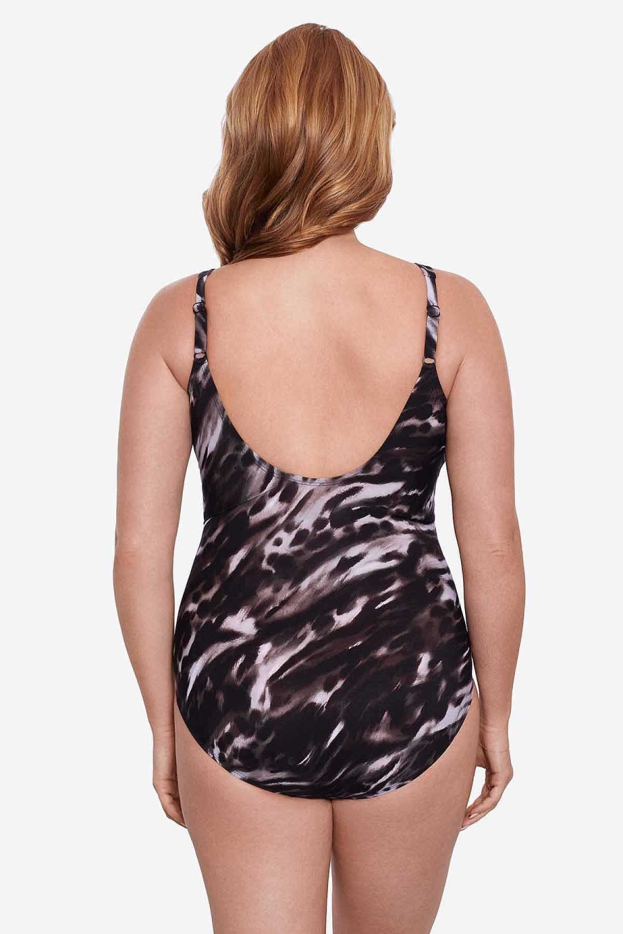 Miraclesuit Plus Size Tempest Oceanus One Piece Swimsuit Black/Brown Wholesale