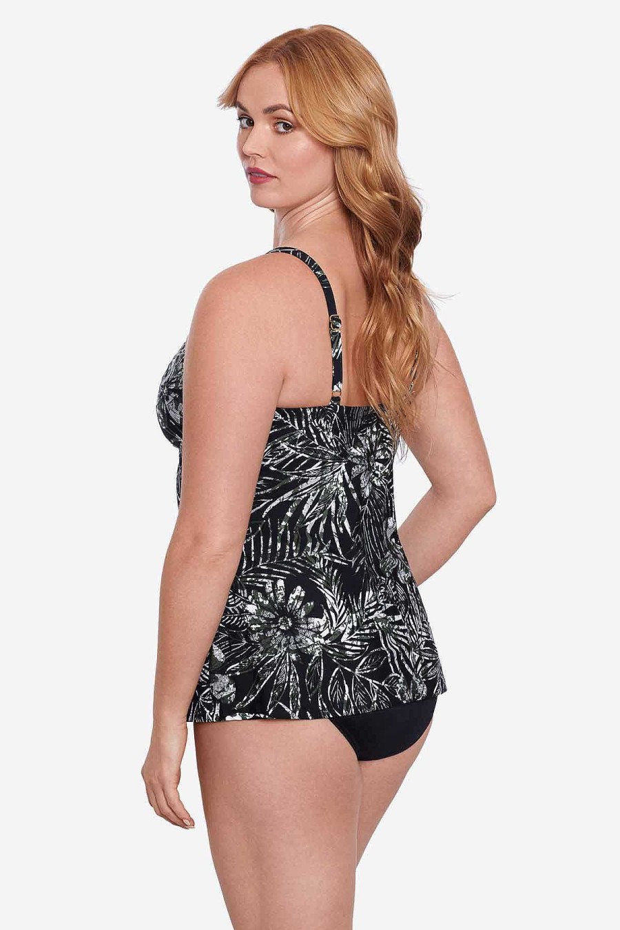 Miraclesuit Plus Size Zahara Love Knot Tankini Top Black/Multi Best