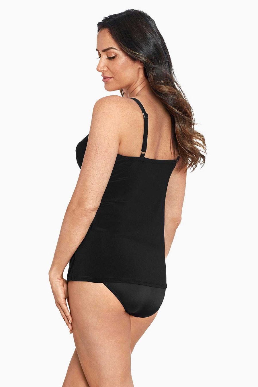 Miraclesuit Love Knot Tankini Top Black New