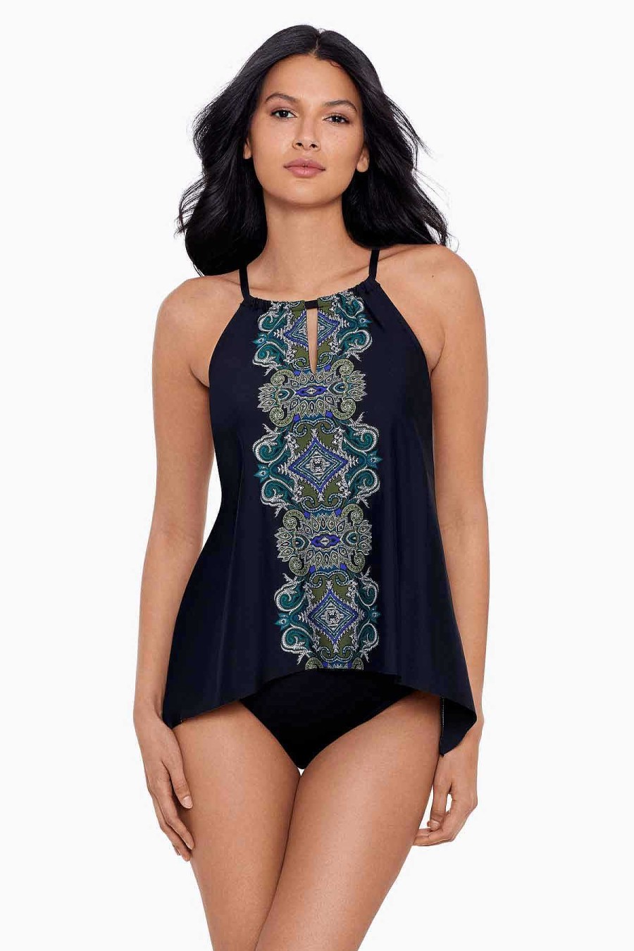 Miraclesuit Precioso Peephole Tankini Top Dd-Cup Black/Multi Hot