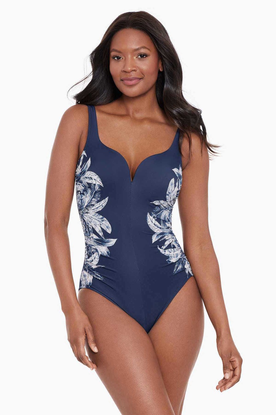 Miraclesuit Tropica Toile Temptress One Piece Swimsuit Midnight Hot