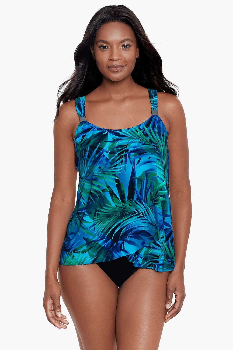 Miraclesuit Palm Reeder Dazzle Tankini Top Blue/Multi Best