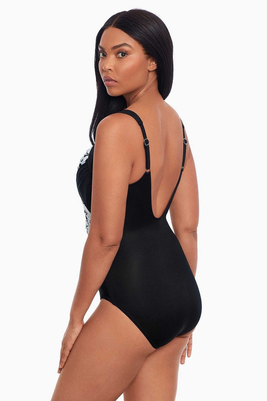 Miraclesuit Sub Rosa Sanibel One Piece Swimsuit Black/White Wholesale