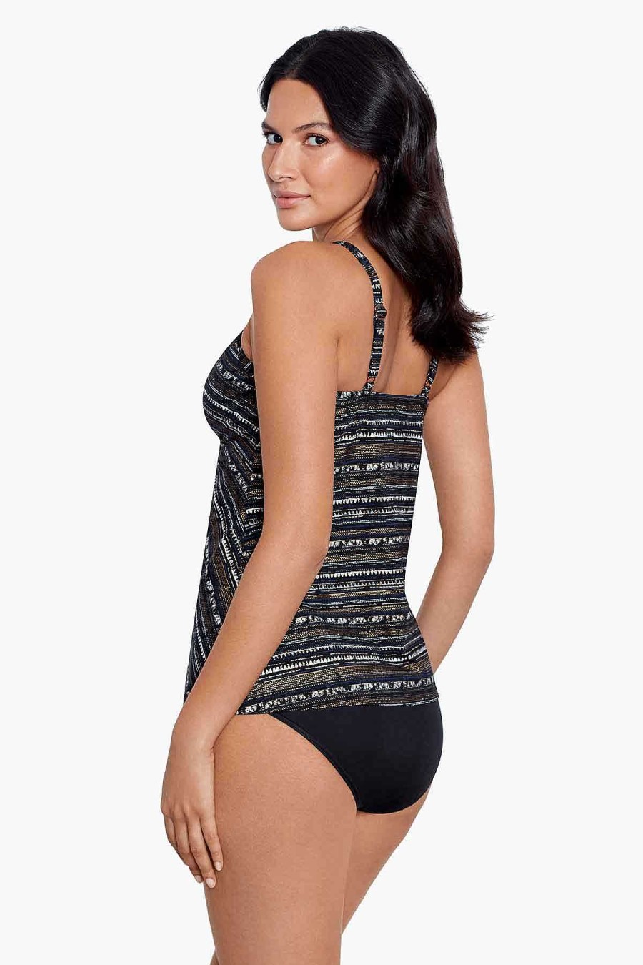 Miraclesuit Cypher Love Knot Tankini Top Black/Multi Clearance