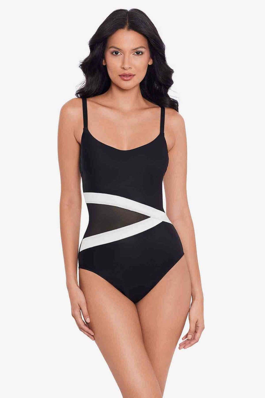 Miraclesuit Spectra Lyra One Piece Swimsuit Black/White Clearance