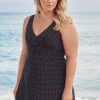 Miraclesuit Plus Size Pin Point Marais One Piece Swim Dress Black/White Clearance