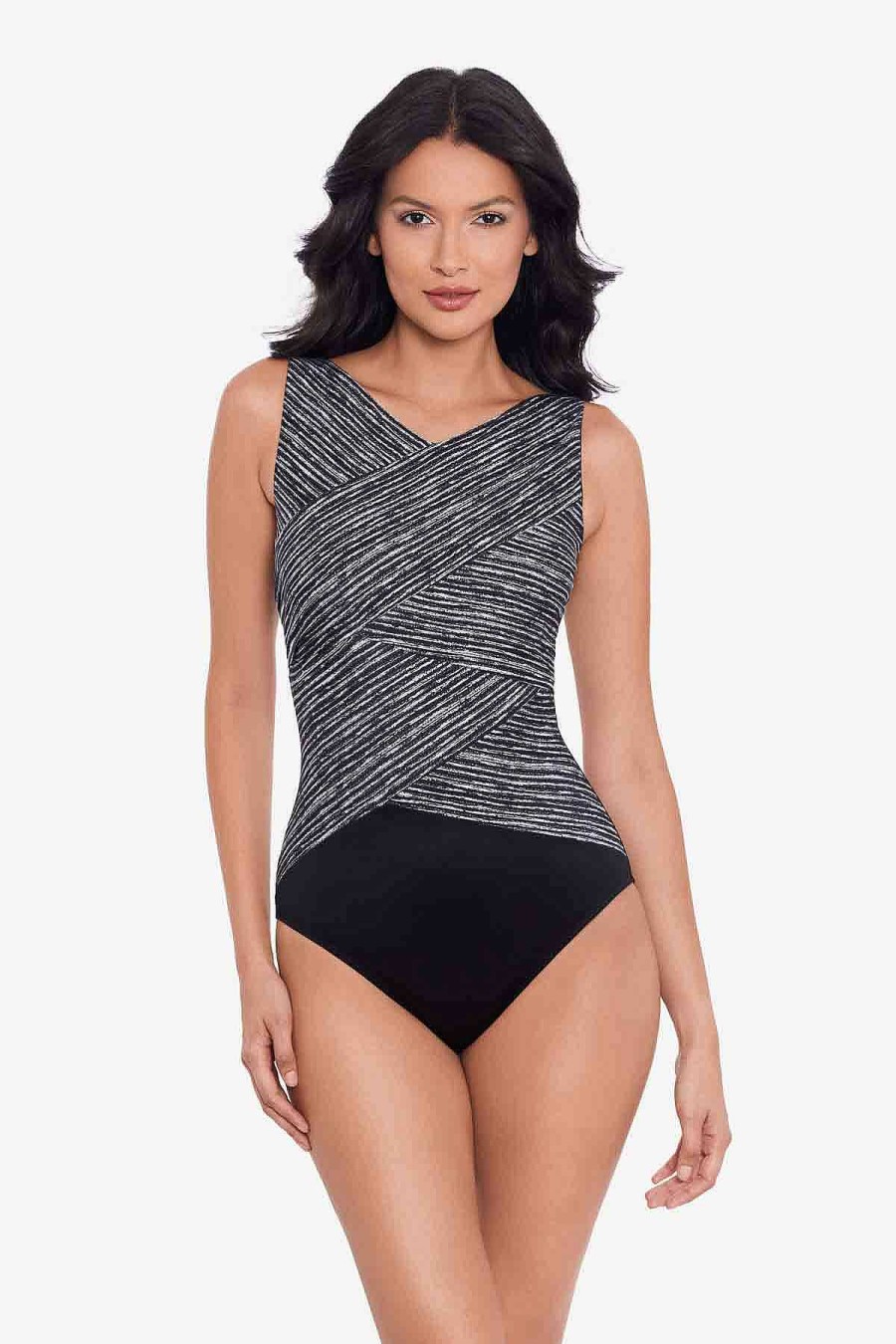 Miraclesuit Selenite Brio One Piece Swimsuit Black/White Clearance