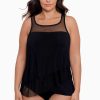 Miraclesuit Plus Size Illusionists Mirage Underwire Tankini Top Black Hot