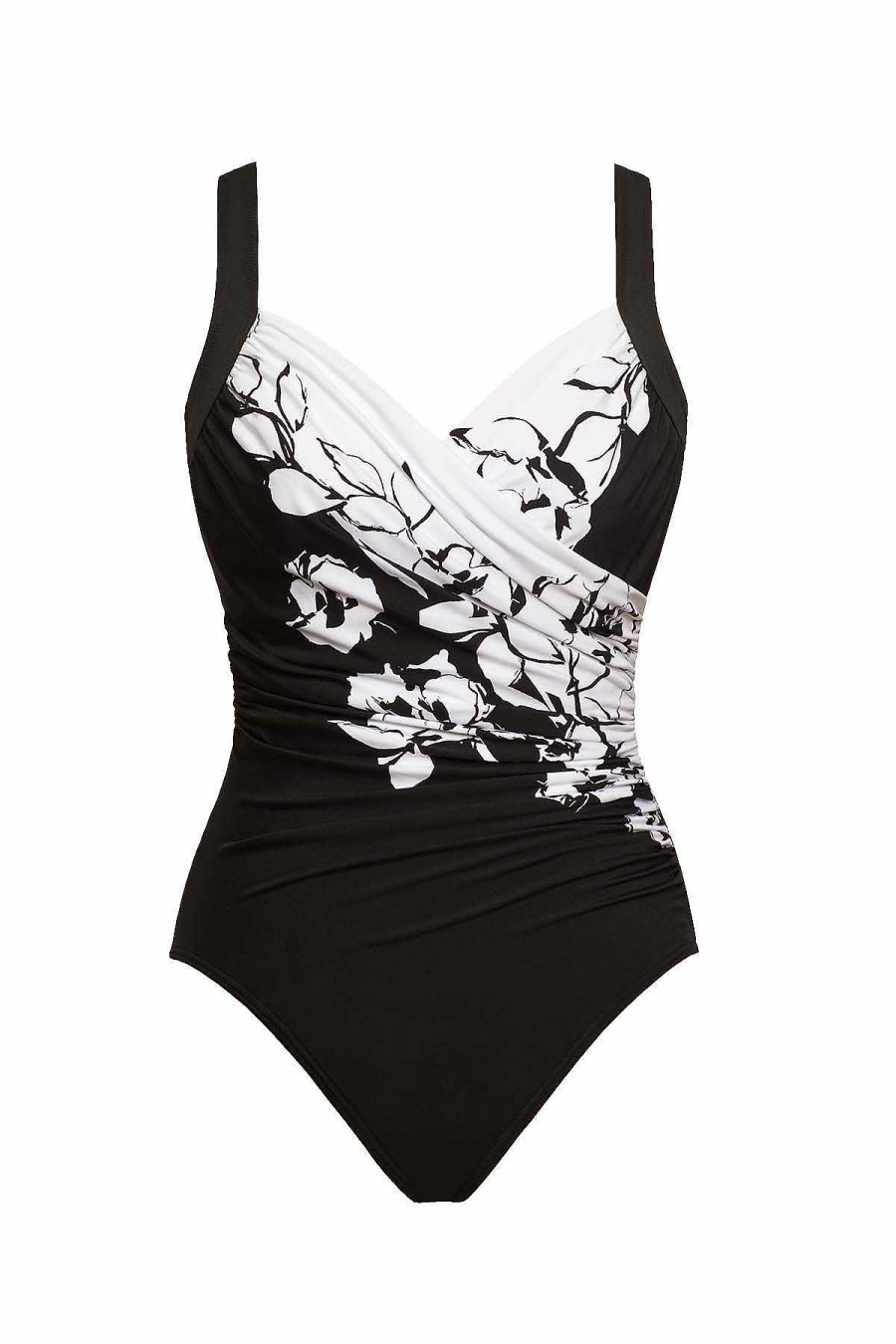 Miraclesuit Sub Rosa Sanibel One Piece Swimsuit Black/White Wholesale