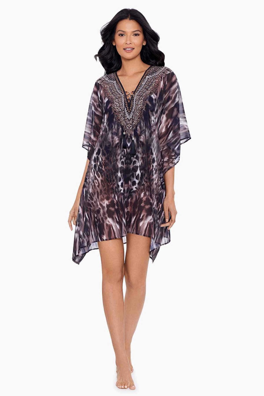 Miraclesuit Tempest Caftan Swim Cover Up Black/Brown Online