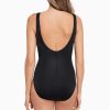 Miraclesuit Razzle Dazzle Zipt One Piece Swimsuit Black New