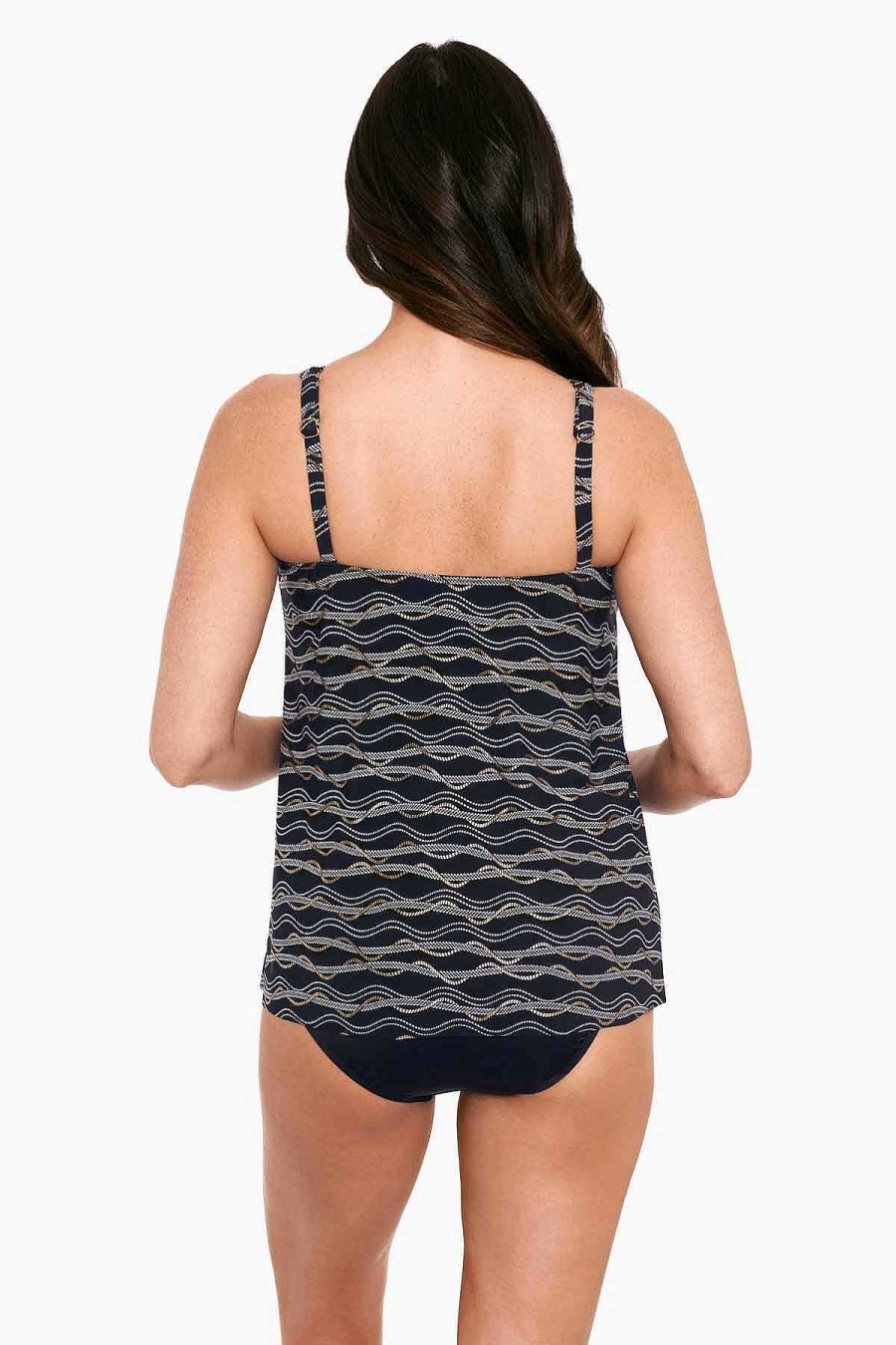 Miraclesuit Linked In Mirage Tankini Top Dd-Cup Black/Multi Best