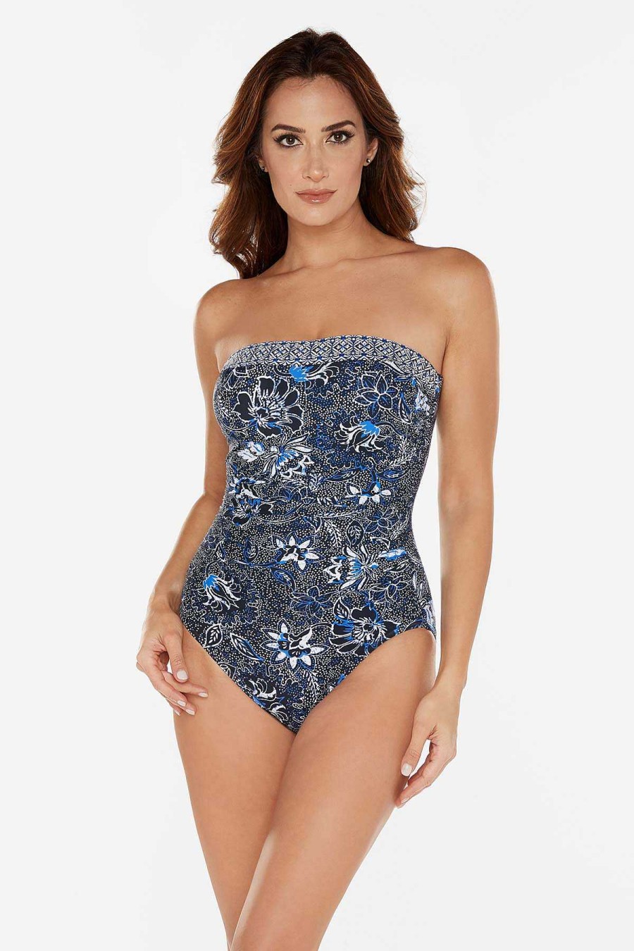 Miraclesuit Provenace D'Ur Avanti Bandeau Long Torso One Piece Swimsuit Blue Online