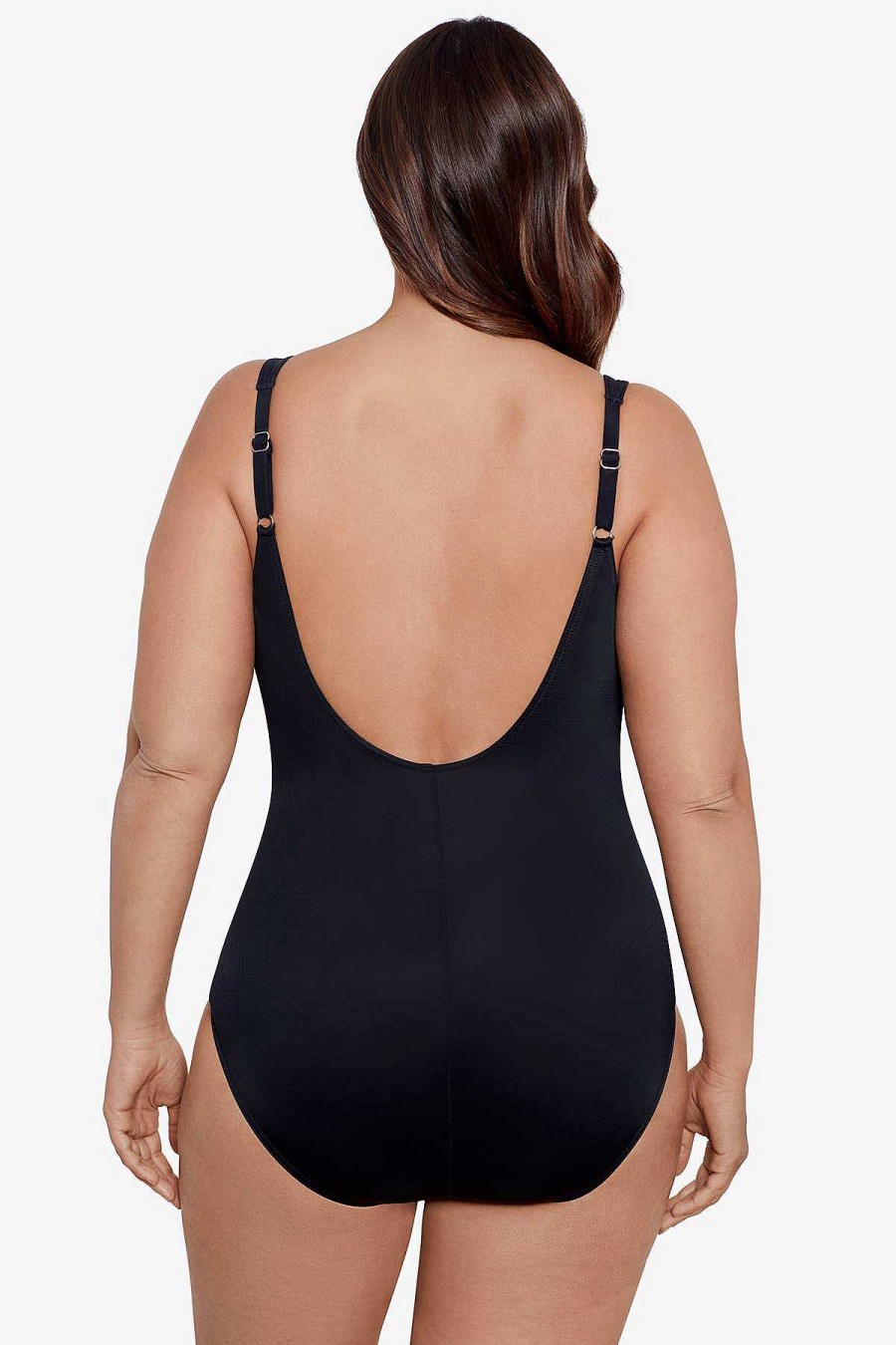 Miraclesuit Plus Size Sanibel One Piece Swimsuit Black New