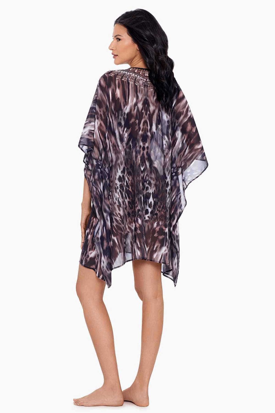 Miraclesuit Tempest Caftan Swim Cover Up Black/Brown Hot