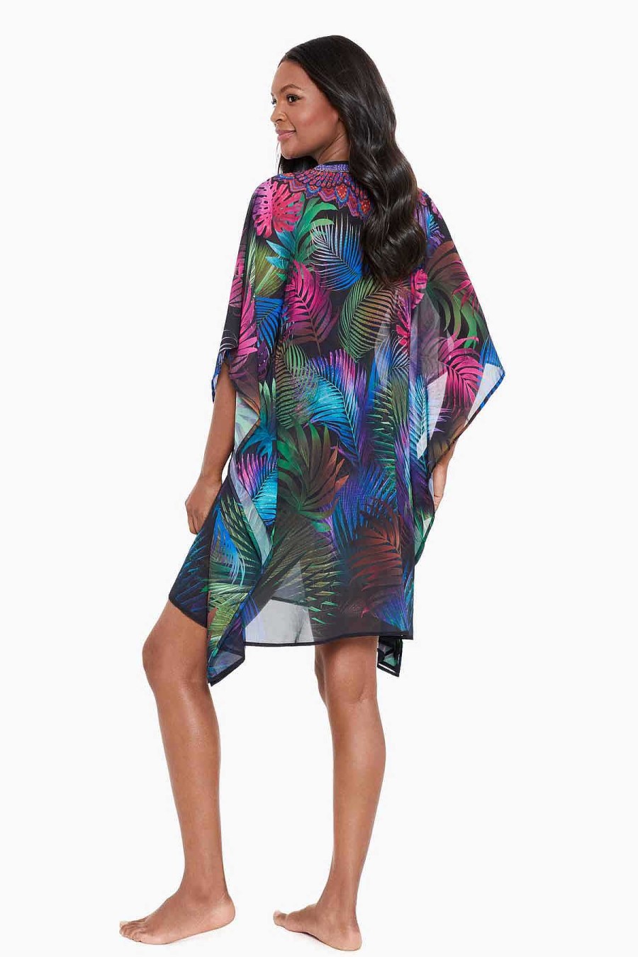 Miraclesuit Pixel Palmas Caftan Swim Cover Up Black/Multi Online