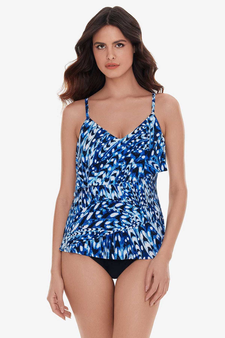 Magicsuit Quill Chloe Tankini Top Blue/Multi New