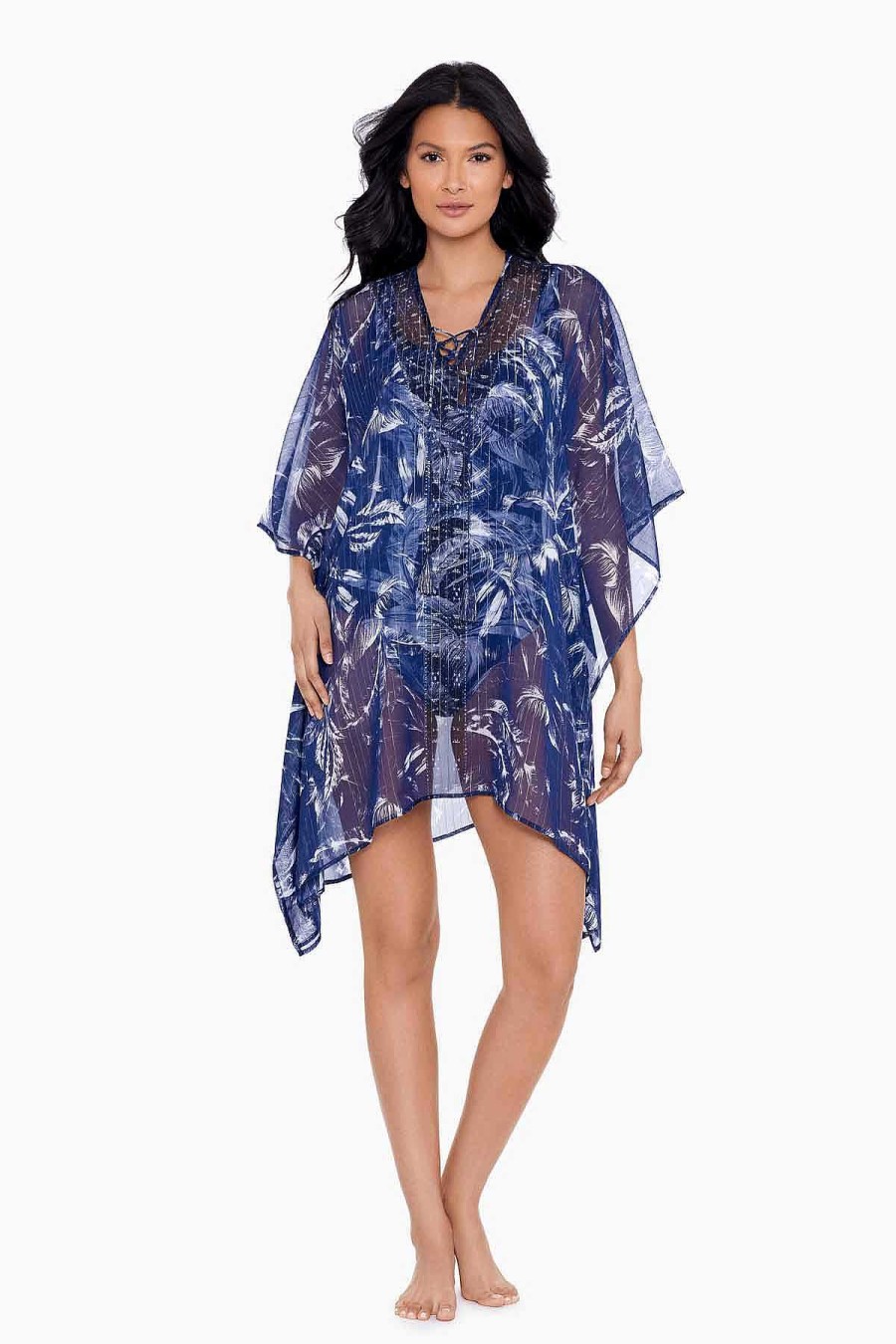 Miraclesuit Tropica Toile Caftan Swim Cover Up Midnight Wholesale