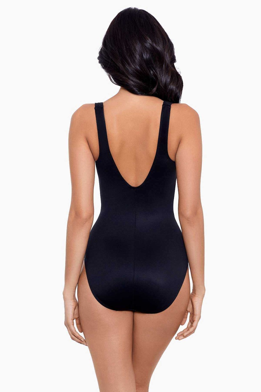 Miraclesuit Spectra Trinity One Piece Swimsuit Black New