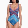 Miraclesuit Casablanca Criss Cross Escape One Piece Swimsuit Blue Hot