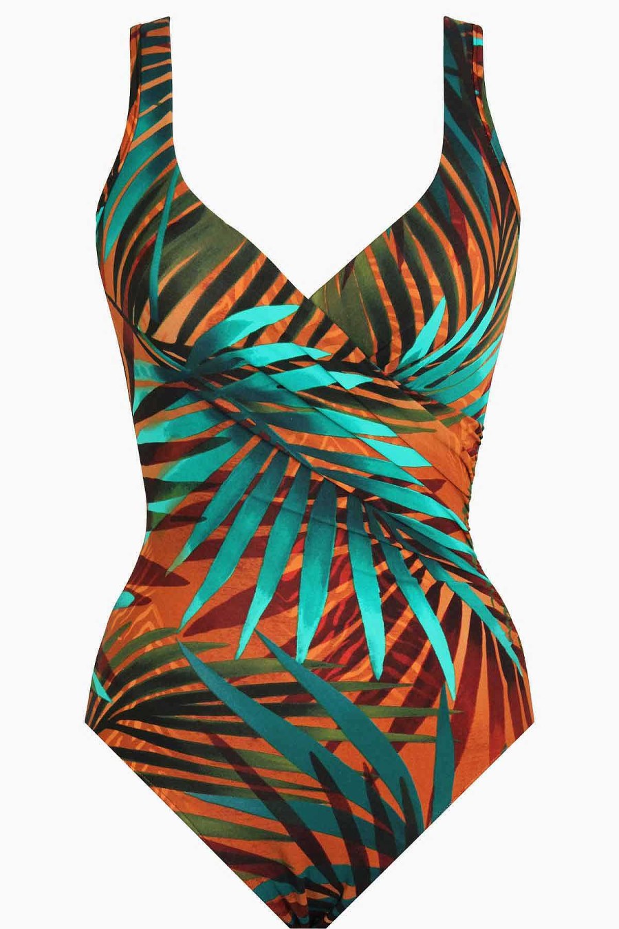 Miraclesuit Tamara Tigre It'S A Wrap One Piece Swimsuit Multi New