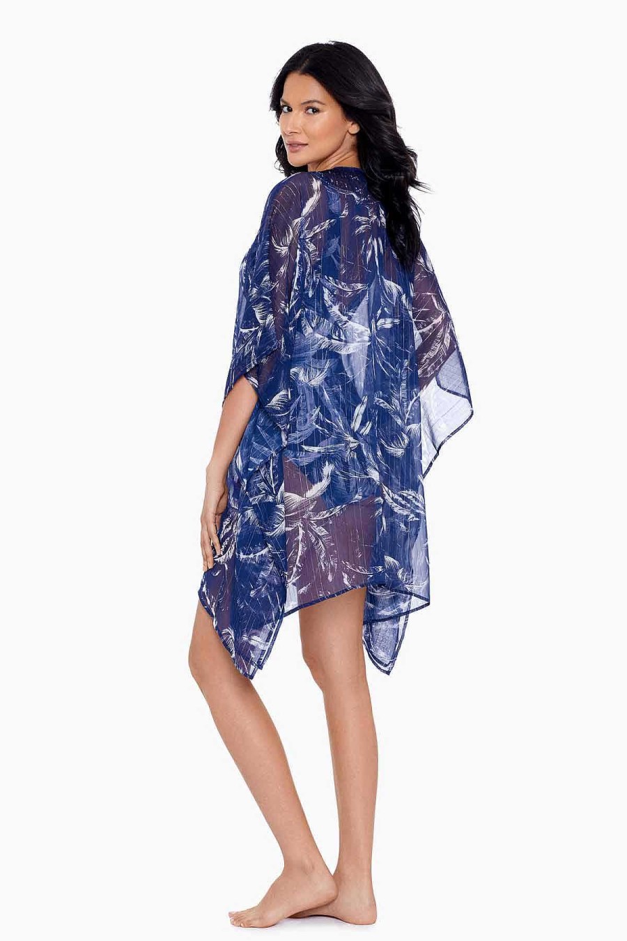 Miraclesuit Tropica Toile Caftan Swim Cover Up Midnight Best