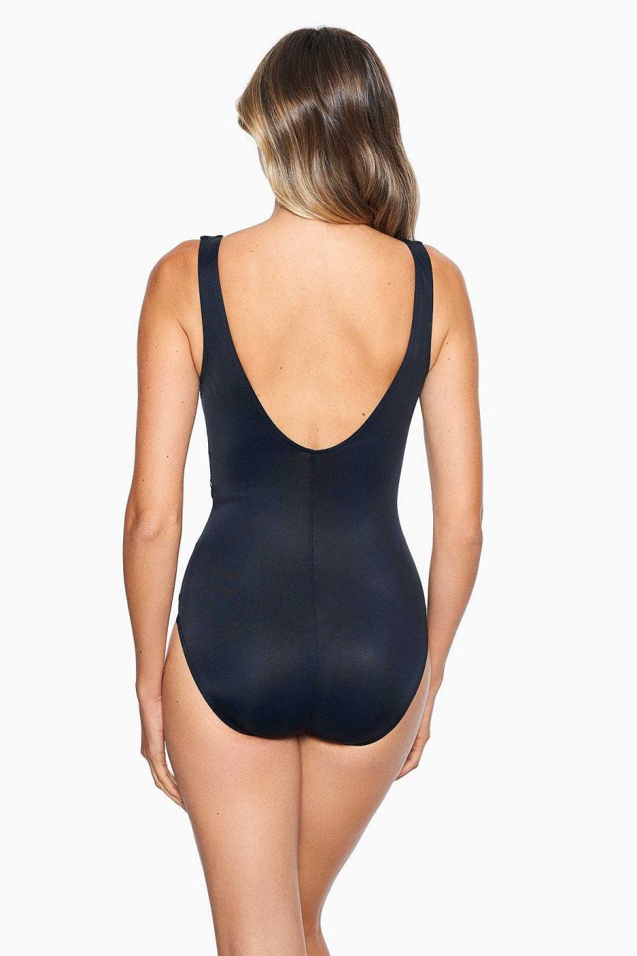 Miraclesuit Zari Layered Escape One Piece Swimsuit Black/White Hot