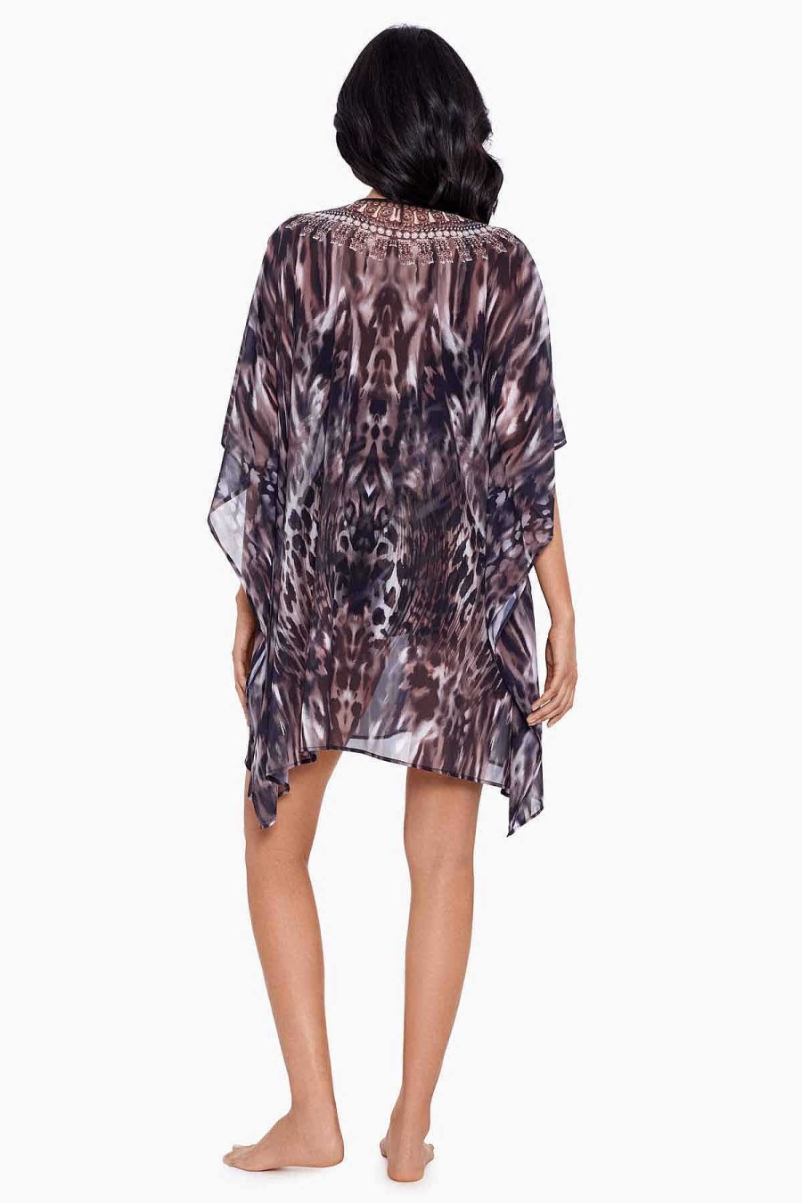 Miraclesuit Tempest Caftan Swim Cover Up Black/Brown Hot