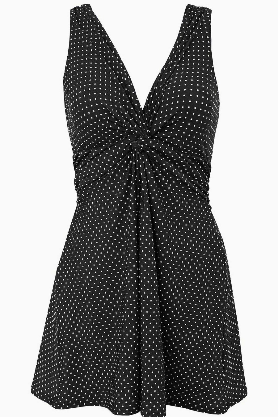 Miraclesuit Pin Point Marais One Piece Swim Dress Dd-Cup Black/White New