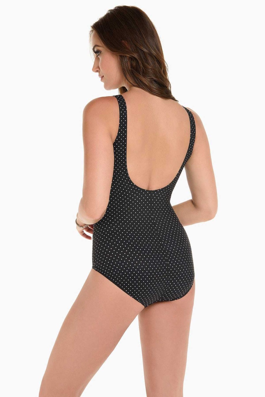 Miraclesuit Pin Point Oceanus One Piece Swimsuit Dd-Cup Black/White New