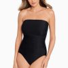 Miraclesuit Long Torso Avanti Bandeau One Piece Swimsuit Black New