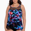 Miraclesuit Plus Size Fuego Floral Mirage Tankini Top Black/Multi New