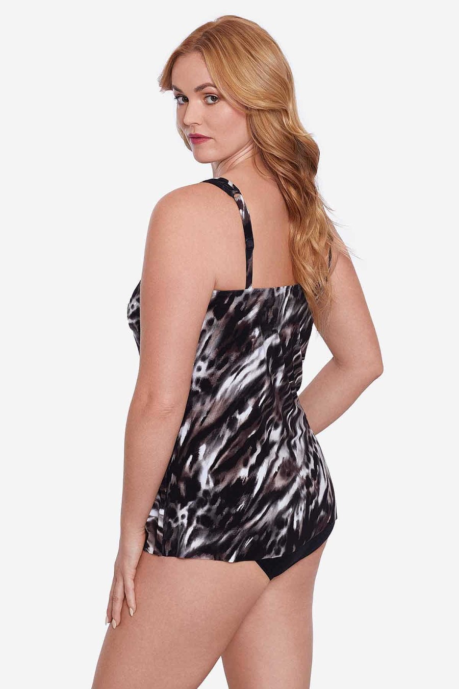 Miraclesuit Plus Size Tempest Mirage Tankini Top Black/Brown Best