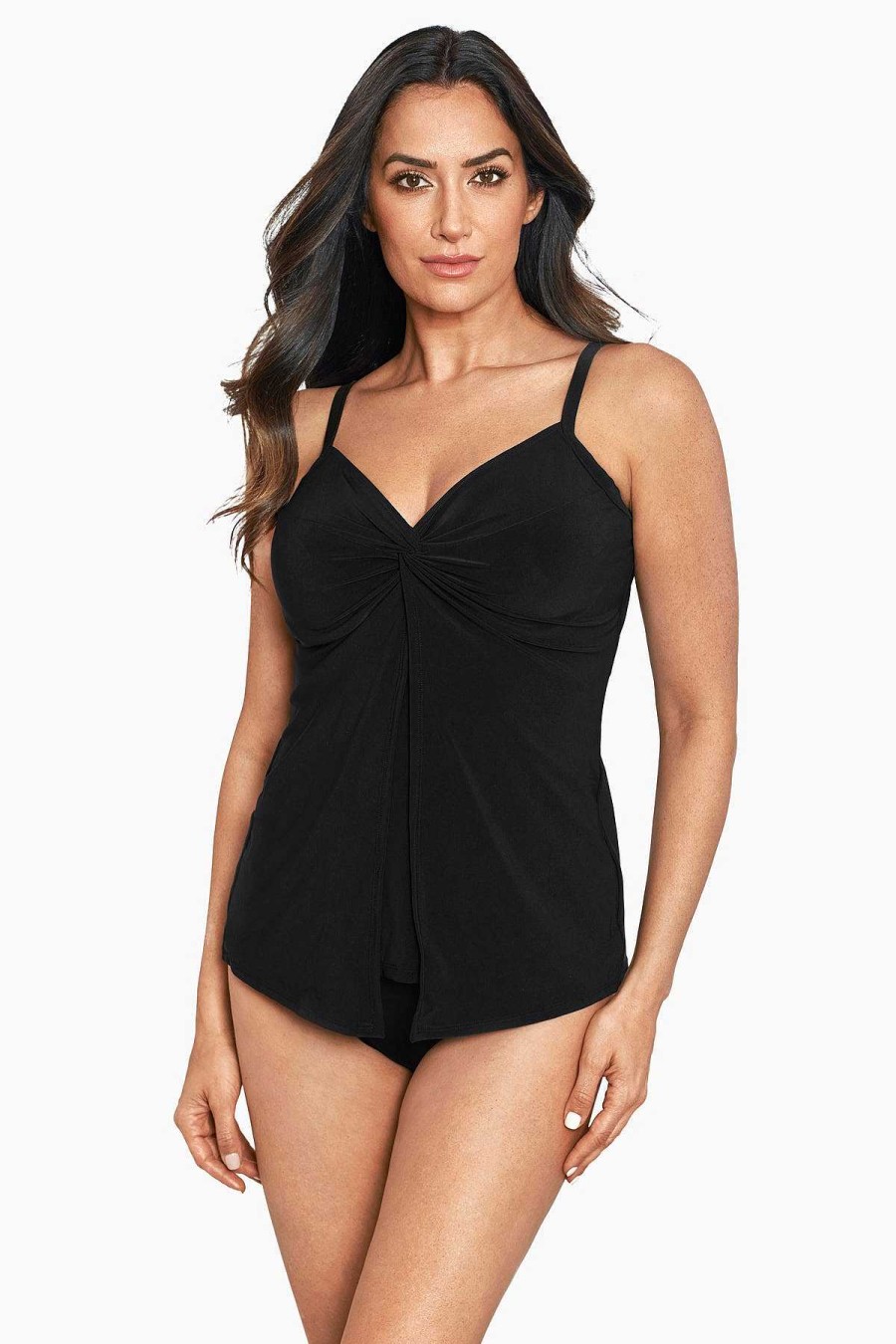 Miraclesuit Love Knot Tankini Top Black New