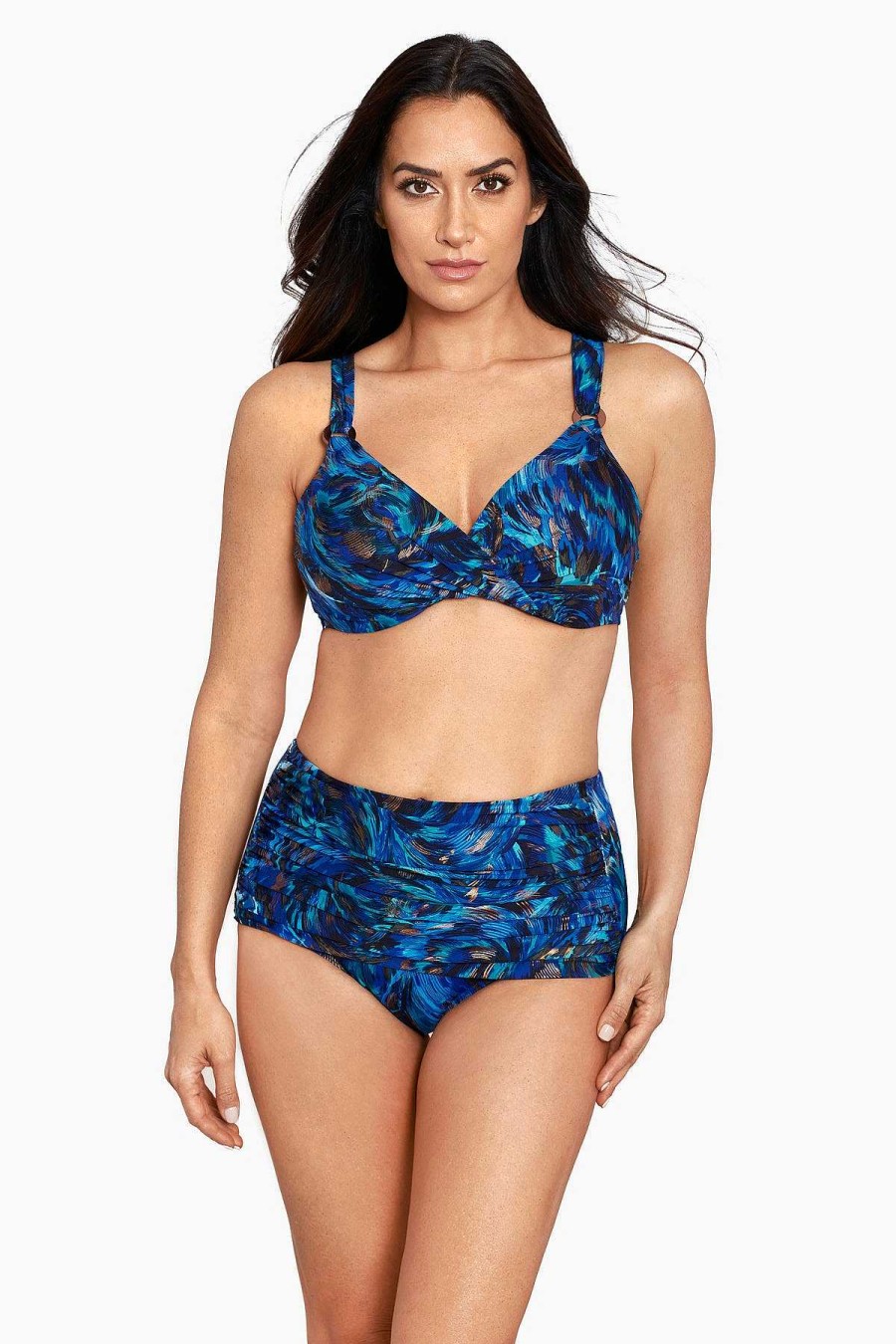 Miraclesuit Fandango Plunge Swim Bra Top Blue/Multi Online