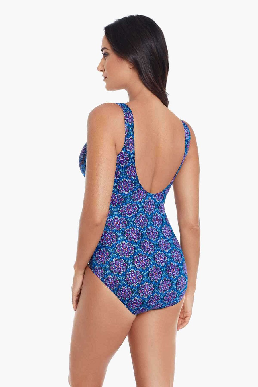 Miraclesuit Danube Bleu Criss Cross Escape One Piece Swimsuit Multi Best